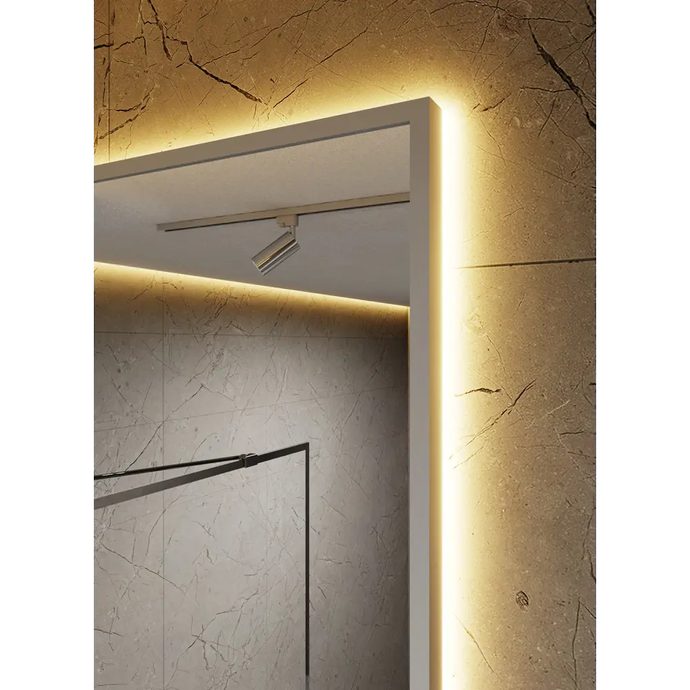 Фото 9 Зеркало с подсветкой настенное One Mirror 190х80см сенсорное в алюминиевой раме цвет серебро Фото 9 Зеркало с подсветкой настенное One Mirror 190х80см сенсорное в алюминиевой раме цвет серебро