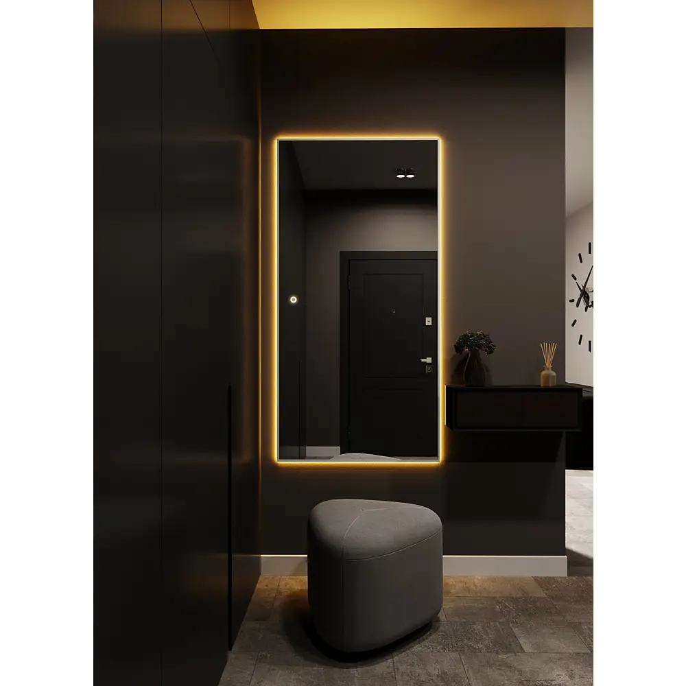 Фото 5 Зеркало с подсветкой настенное One Mirror 190х80см сенсорное в алюминиевой раме цвет серебро Фото 5 Зеркало с подсветкой настенное One Mirror 190х80см сенсорное в алюминиевой раме цвет серебро