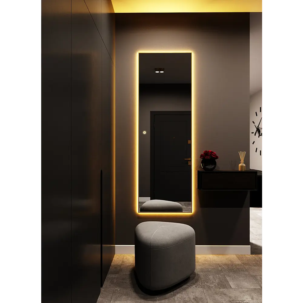 Фото 5 Зеркало с подсветкой настенное One Mirror 200х70см сенсорное в алюминиевой раме цвет золото Фото 5 Зеркало с подсветкой настенное One Mirror 200х70см сенсорное в алюминиевой раме цвет золото