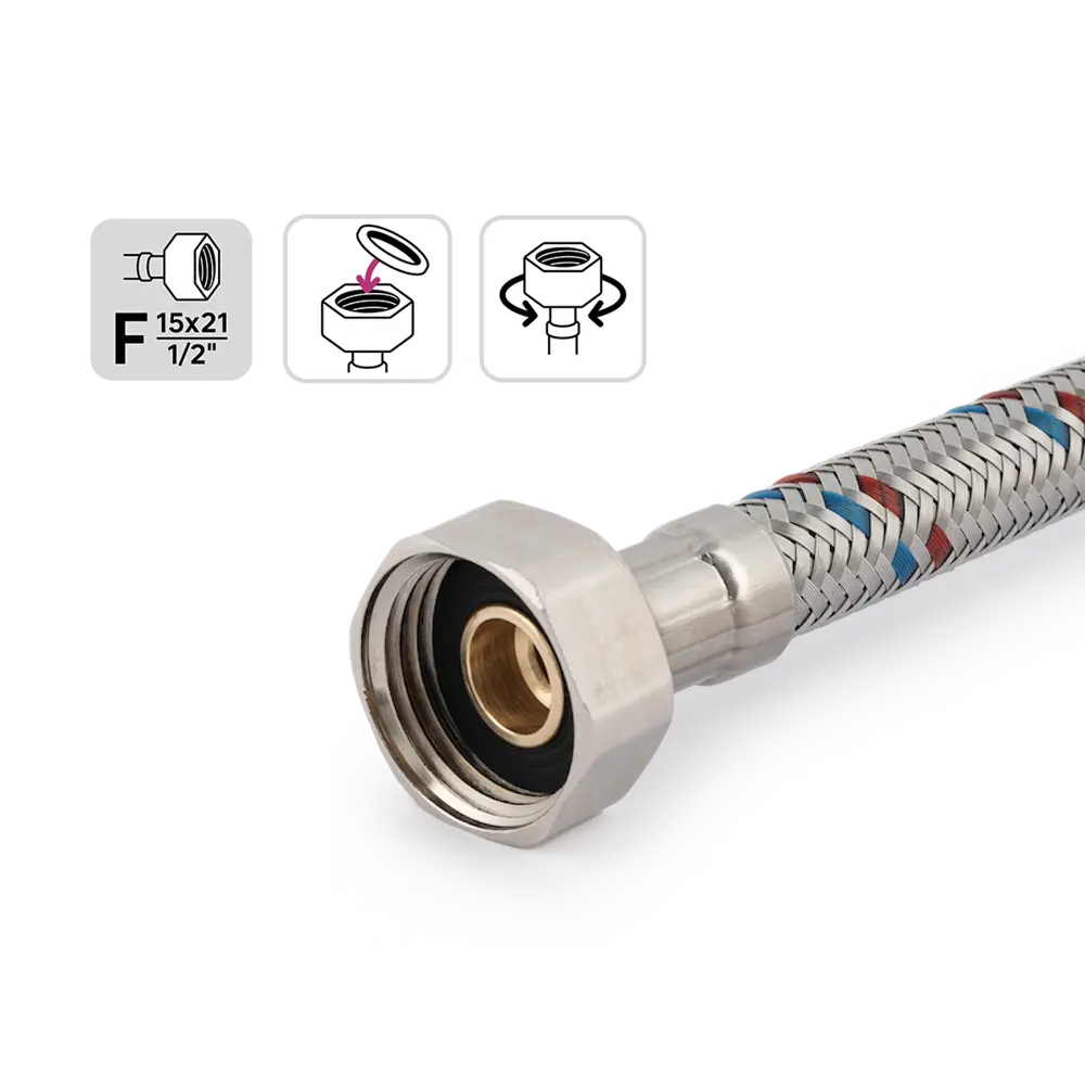 Фото 4 Гибкая подводка для воды Equation 1/2" наружная-внутренняя резьба 50 см Фото 4 Гибкая подводка для воды Equation 1/2" наружная-внутренняя резьба 50 см