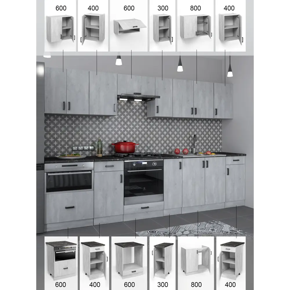 Фото 3 Кухонный шкаф напольный Regent style Кухонный модуль напольный 60x82.6x60 см ЛДСП цвет серый