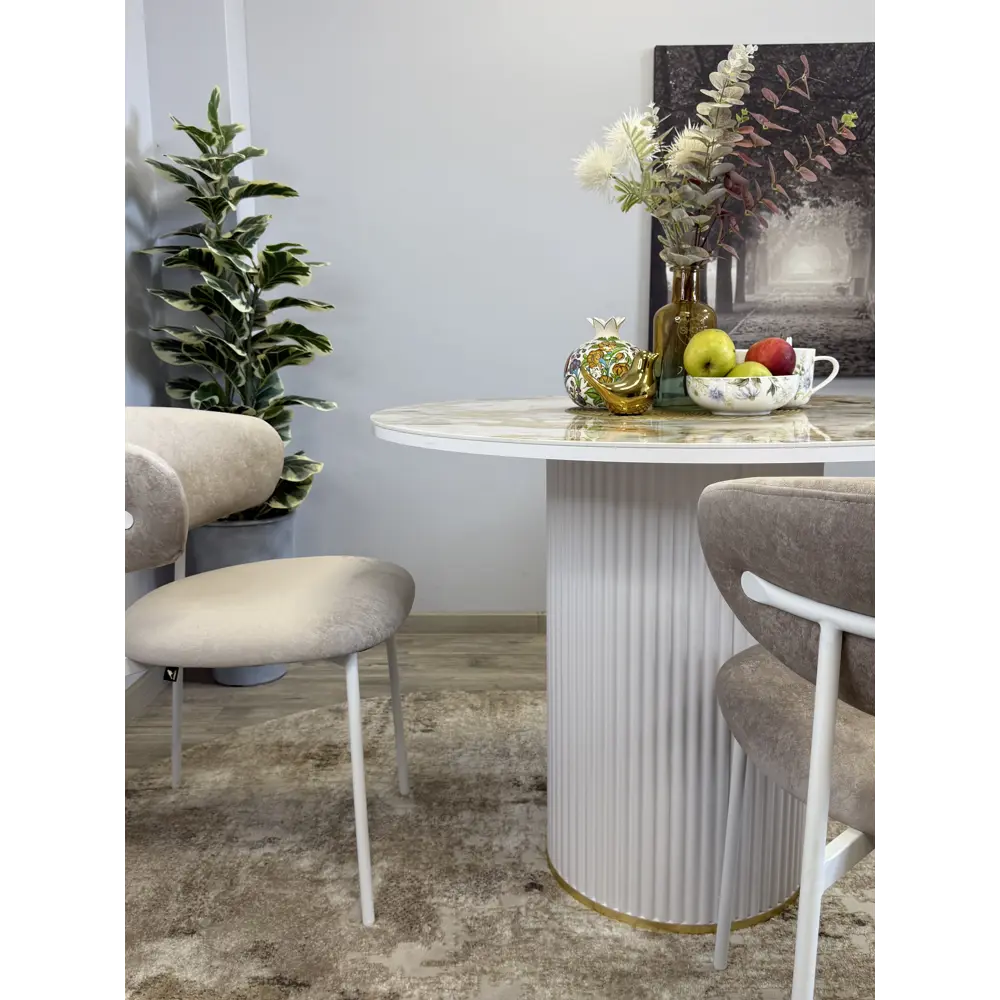 Фото 15 Стол круглый Kenner 100x100 см керамика цвет золотой Фото 15 Стол круглый Kenner 100x100 см керамика цвет золотой