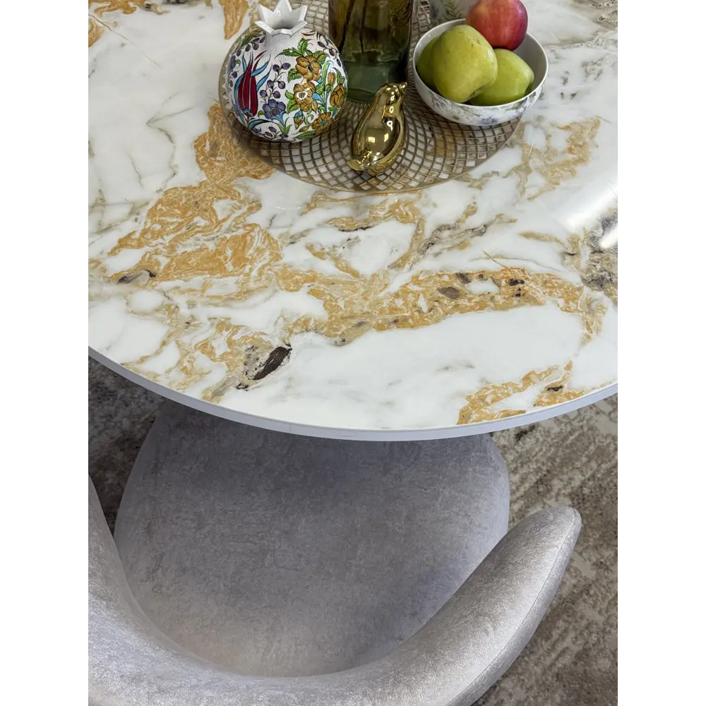 Фото 14 Стол круглый Kenner 100x100 см керамика цвет золотой Фото 14 Стол круглый Kenner 100x100 см керамика цвет золотой