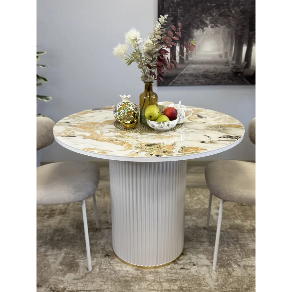 Фото 19 Стол круглый Kenner 100x100 см керамика цвет золотой Фото 19 Стол круглый Kenner 100x100 см керамика цвет золотой