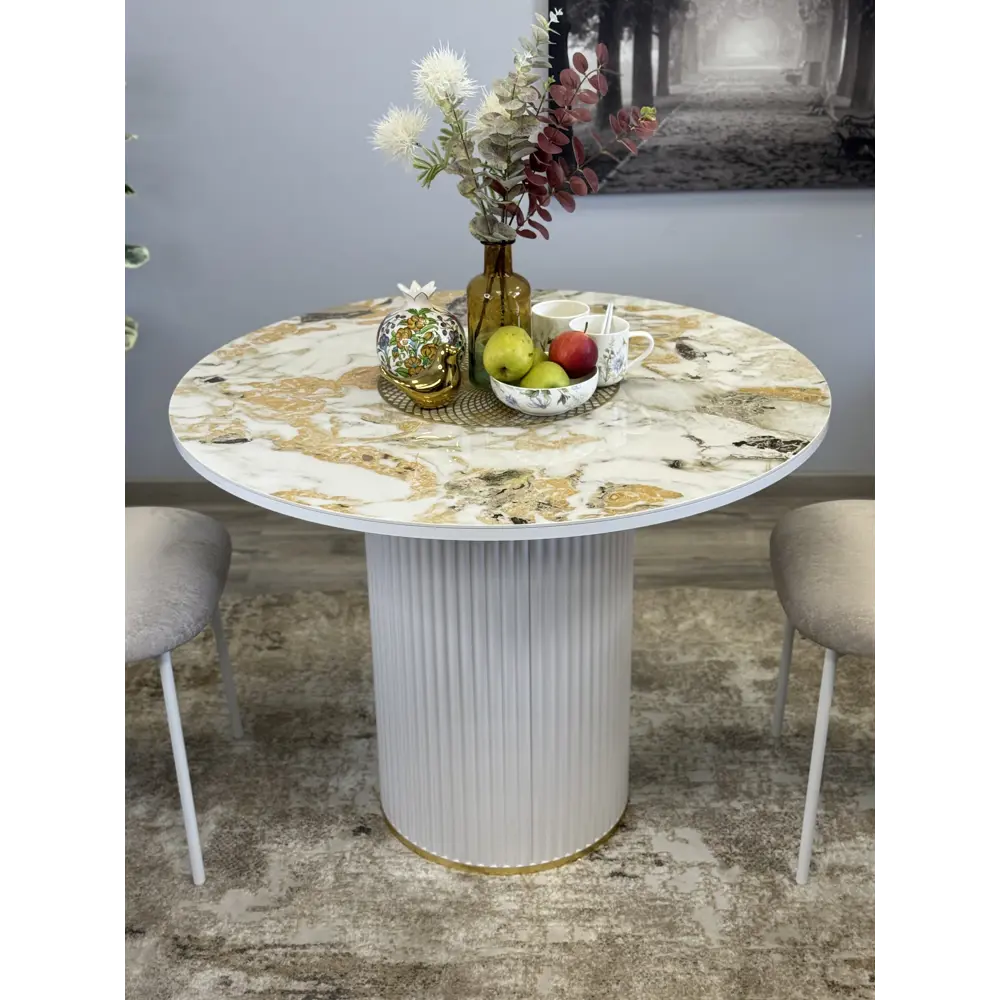 Фото 20 Стол круглый Kenner 100x100 см керамика цвет золотой Фото 20 Стол круглый Kenner 100x100 см керамика цвет золотой