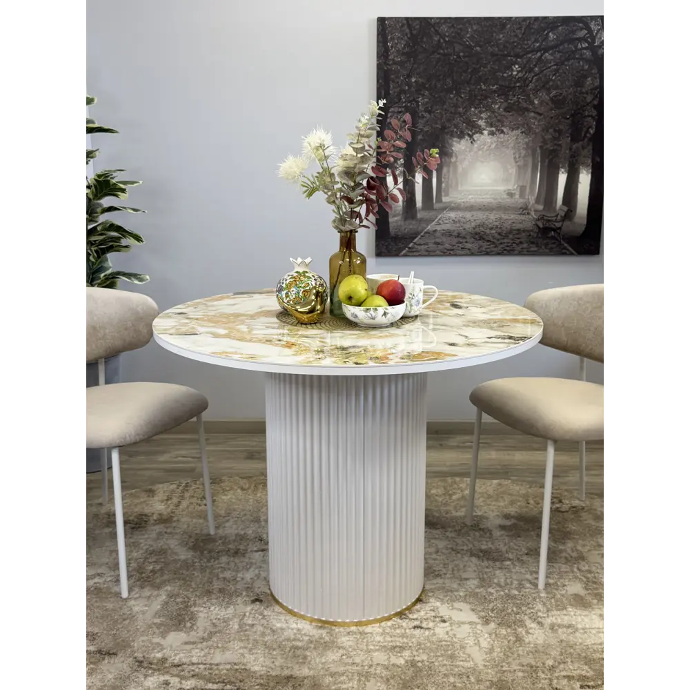 Фото 5 Стол круглый Kenner 100x100 см керамика цвет золотой Фото 5 Стол круглый Kenner 100x100 см керамика цвет золотой