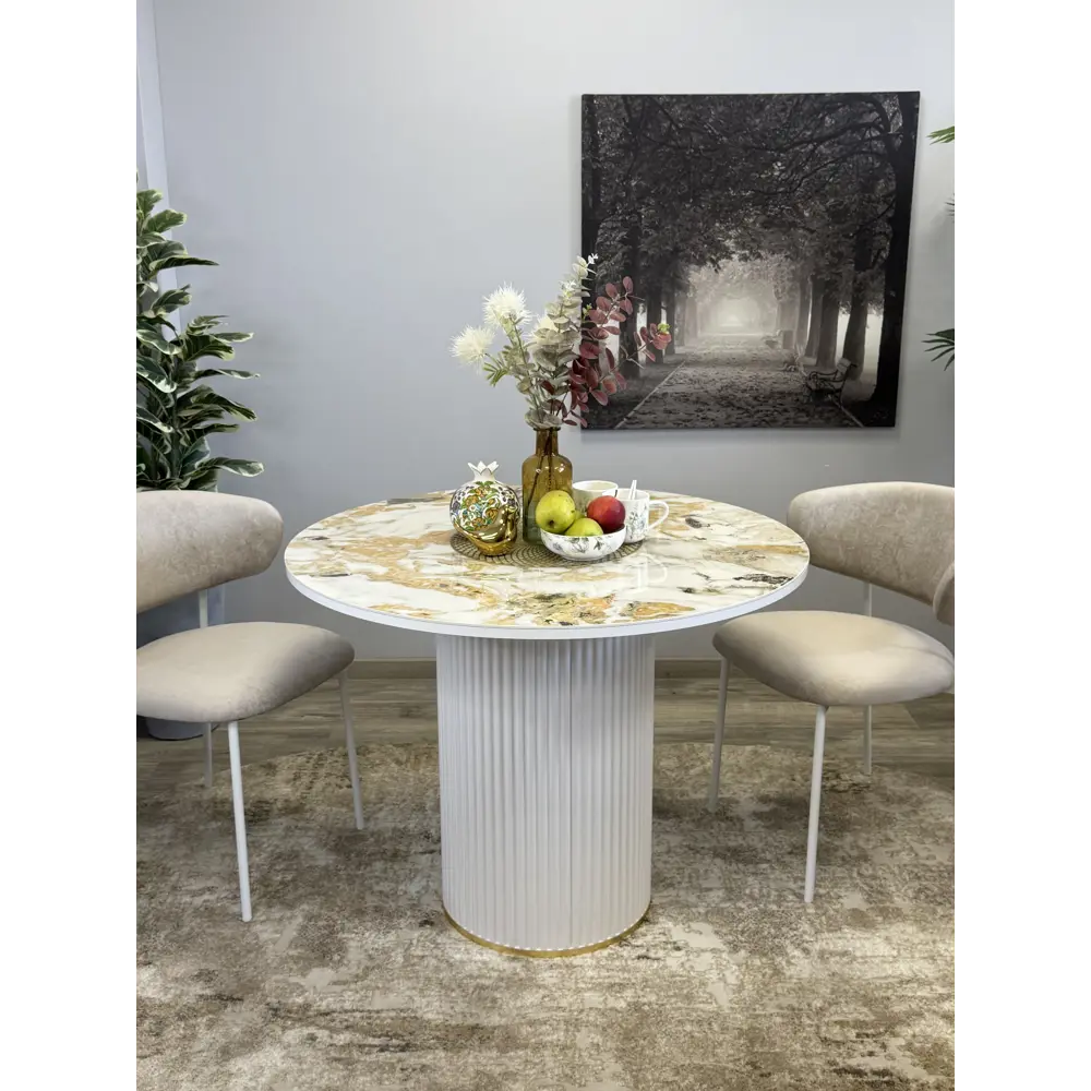 Фото 3 Стол круглый Kenner 100x100 см керамика цвет золотой Фото 3 Стол круглый Kenner 100x100 см керамика цвет золотой