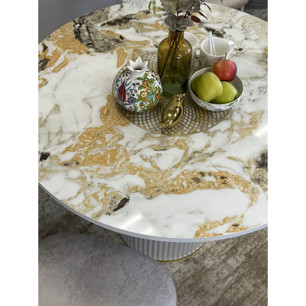 Фото 13 Стол круглый Kenner 100x100 см керамика цвет золотой Фото 13 Стол круглый Kenner 100x100 см керамика цвет золотой