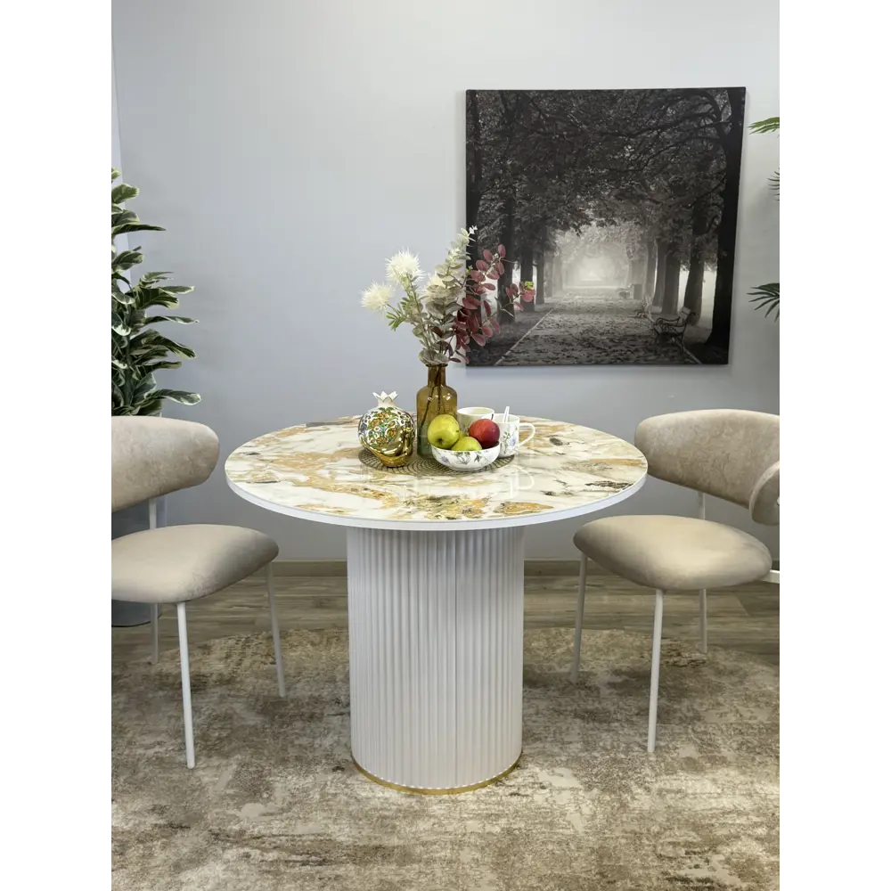 Фото 4 Стол круглый Kenner 100x100 см керамика цвет золотой Фото 4 Стол круглый Kenner 100x100 см керамика цвет золотой