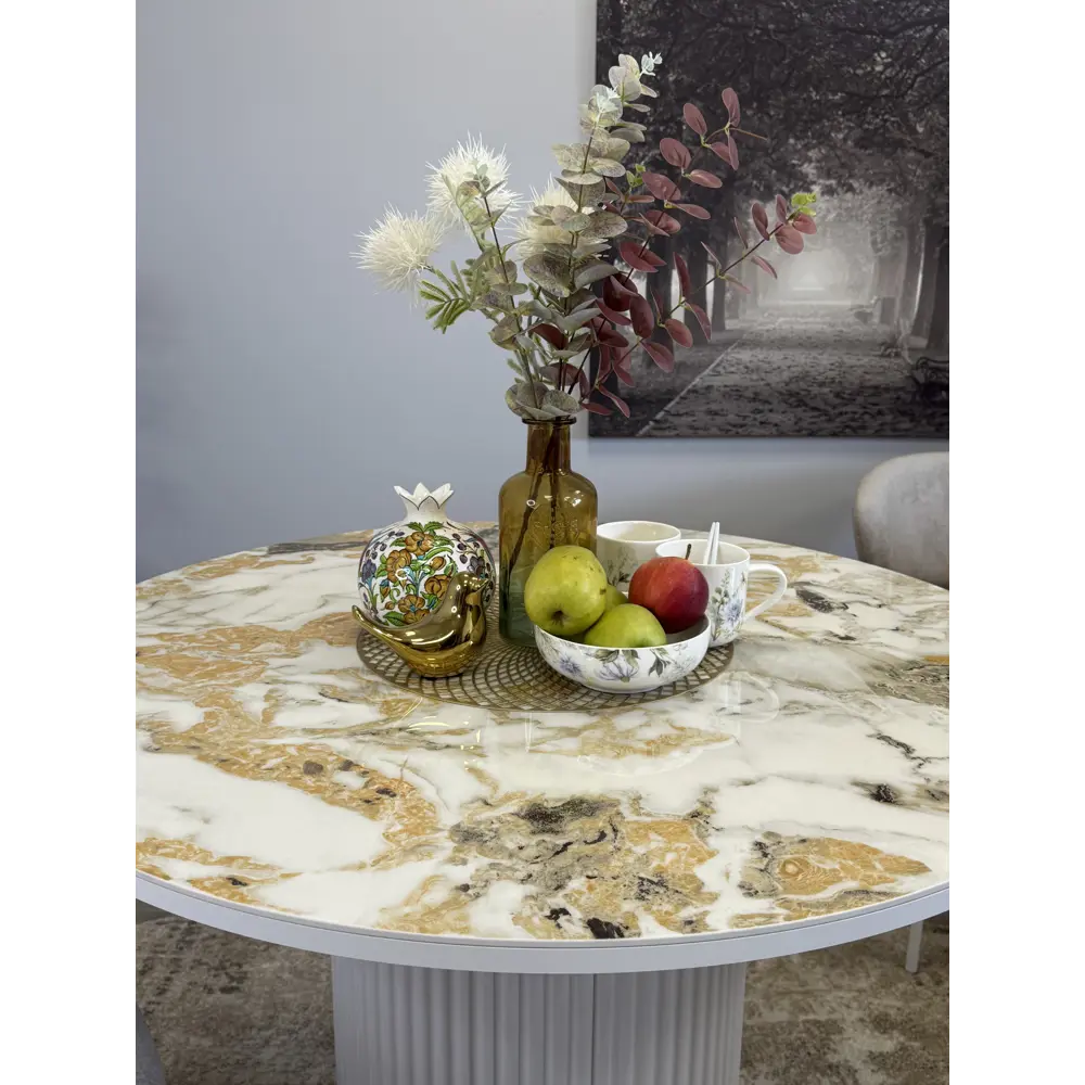 Фото 12 Стол круглый Kenner 100x100 см керамика цвет золотой Фото 12 Стол круглый Kenner 100x100 см керамика цвет золотой