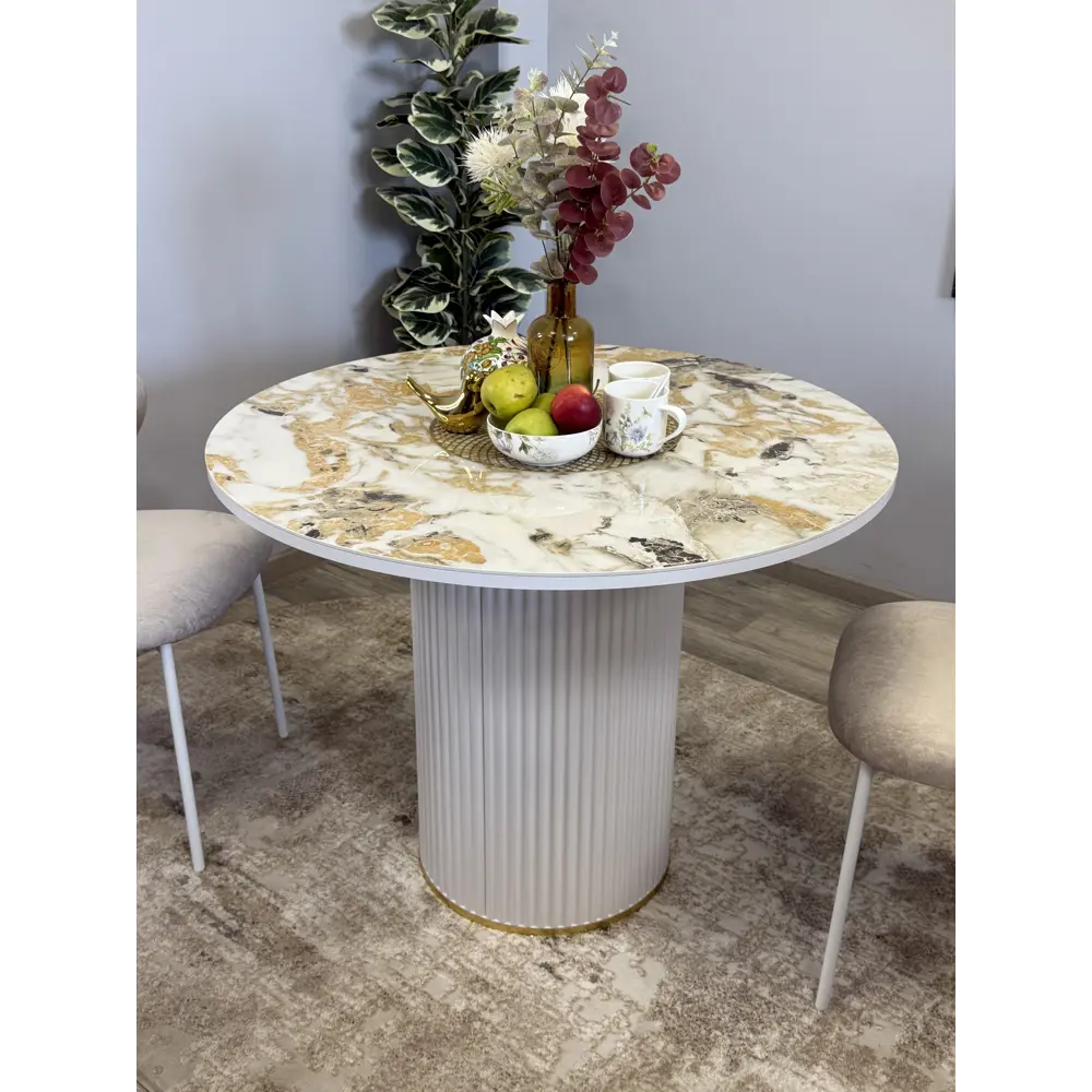 Фото 7 Стол круглый Kenner 100x100 см керамика цвет золотой Фото 7 Стол круглый Kenner 100x100 см керамика цвет золотой