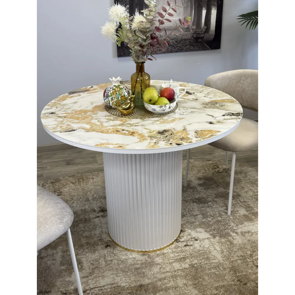 Фото 8 Стол круглый Kenner 100x100 см керамика цвет золотой Фото 8 Стол круглый Kenner 100x100 см керамика цвет золотой