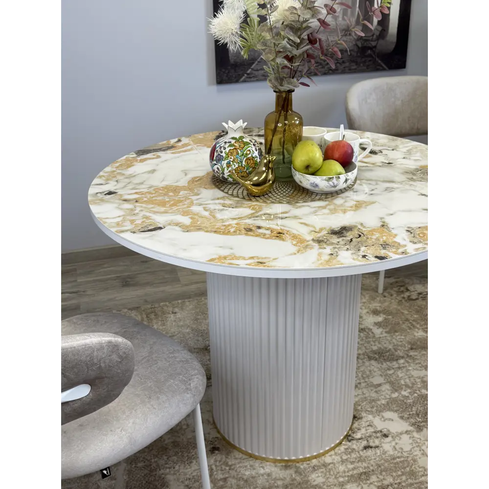 Фото 10 Стол круглый Kenner 100x100 см керамика цвет золотой Фото 10 Стол круглый Kenner 100x100 см керамика цвет золотой