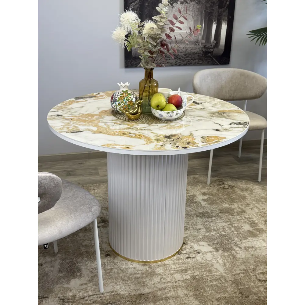 Фото 9 Стол круглый Kenner 100x100 см керамика цвет золотой Фото 9 Стол круглый Kenner 100x100 см керамика цвет золотой