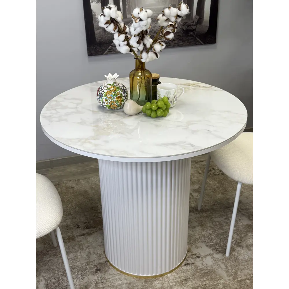 Фото 16 Стол круглый Kenner 323231 90x90 см керамика цвет белый Фото 16 Стол круглый Kenner 323231 90x90 см керамика цвет белый