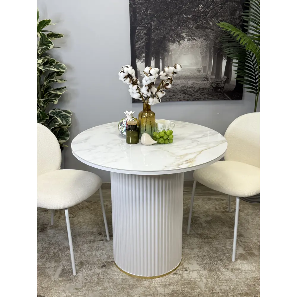 Фото 2 Стол круглый Kenner 323231 90x90 см керамика цвет белый Фото 2 Стол круглый Kenner 323231 90x90 см керамика цвет белый