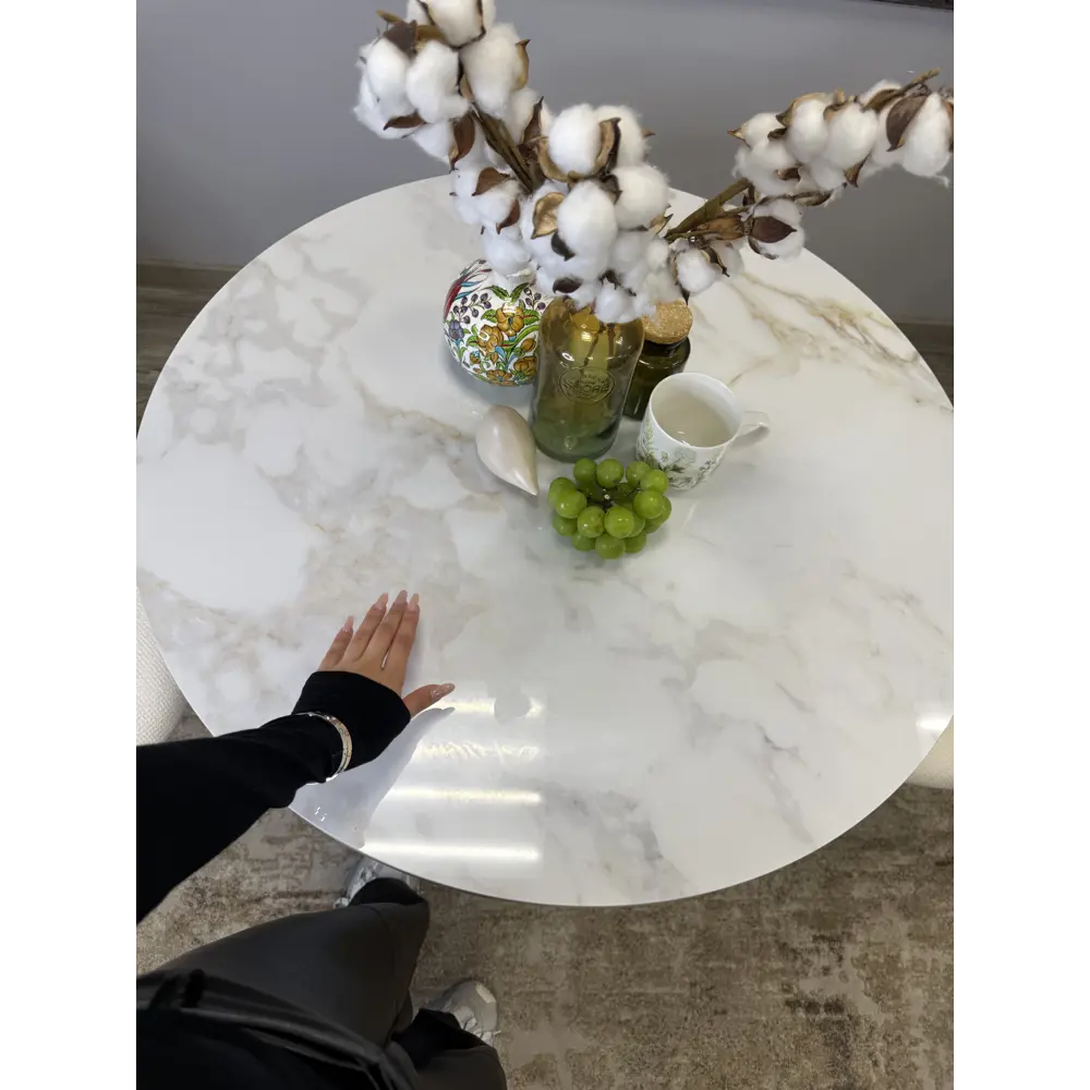 Фото 24 Стол круглый Kenner 323231 90x90 см керамика цвет белый Фото 24 Стол круглый Kenner 323231 90x90 см керамика цвет белый