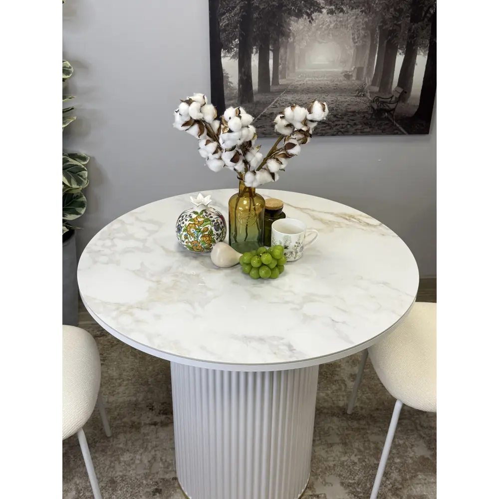 Фото 13 Стол круглый Kenner 323231 90x90 см керамика цвет белый Фото 13 Стол круглый Kenner 323231 90x90 см керамика цвет белый