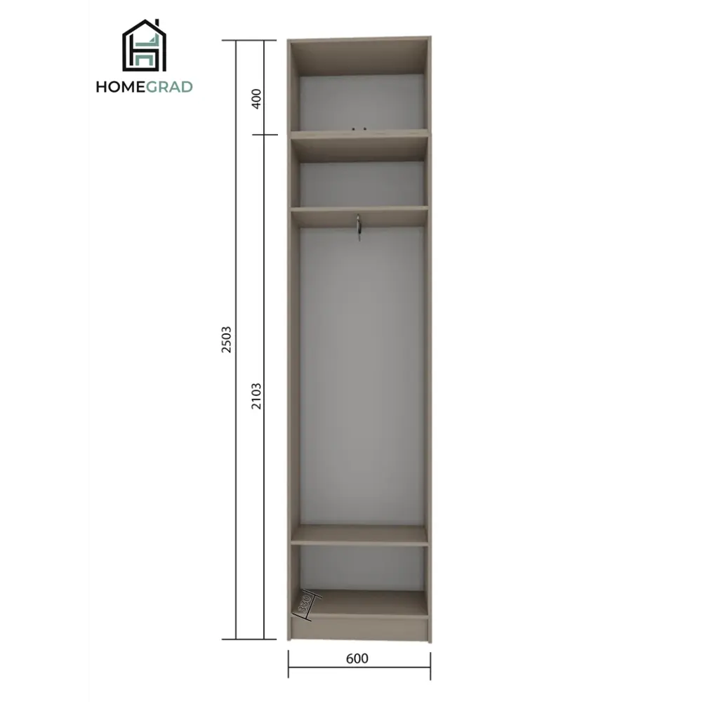 Фото 3 Шкаф распашной Homegrad Boston gold с антресолью и 4 дверями 60x250x35 см ЛДСП цвет бежевый