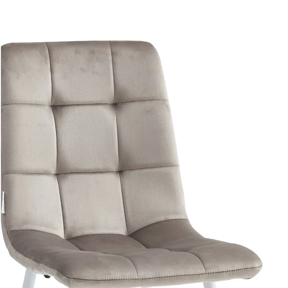 Фото 3 Стул для кухни La alta Chile 1 шт со спинкой мягкий обеденный мокко ножки белые