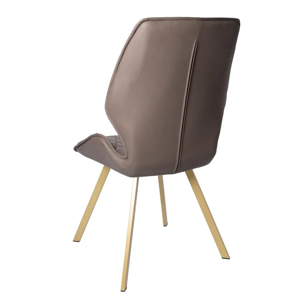 Фото 4 Мягкий стул La alta Ostin для кухни со спинкой 1 шт темно-бежевая экокожа ножки шампань квадратные