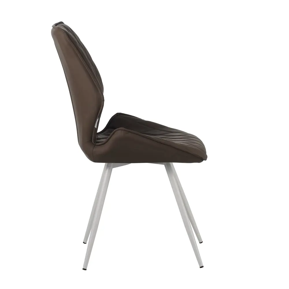 Фото 3 Мягкий стул La alta Ostin для кухни со спинкой 1 шт шоколад экокожа ножки белые круглые