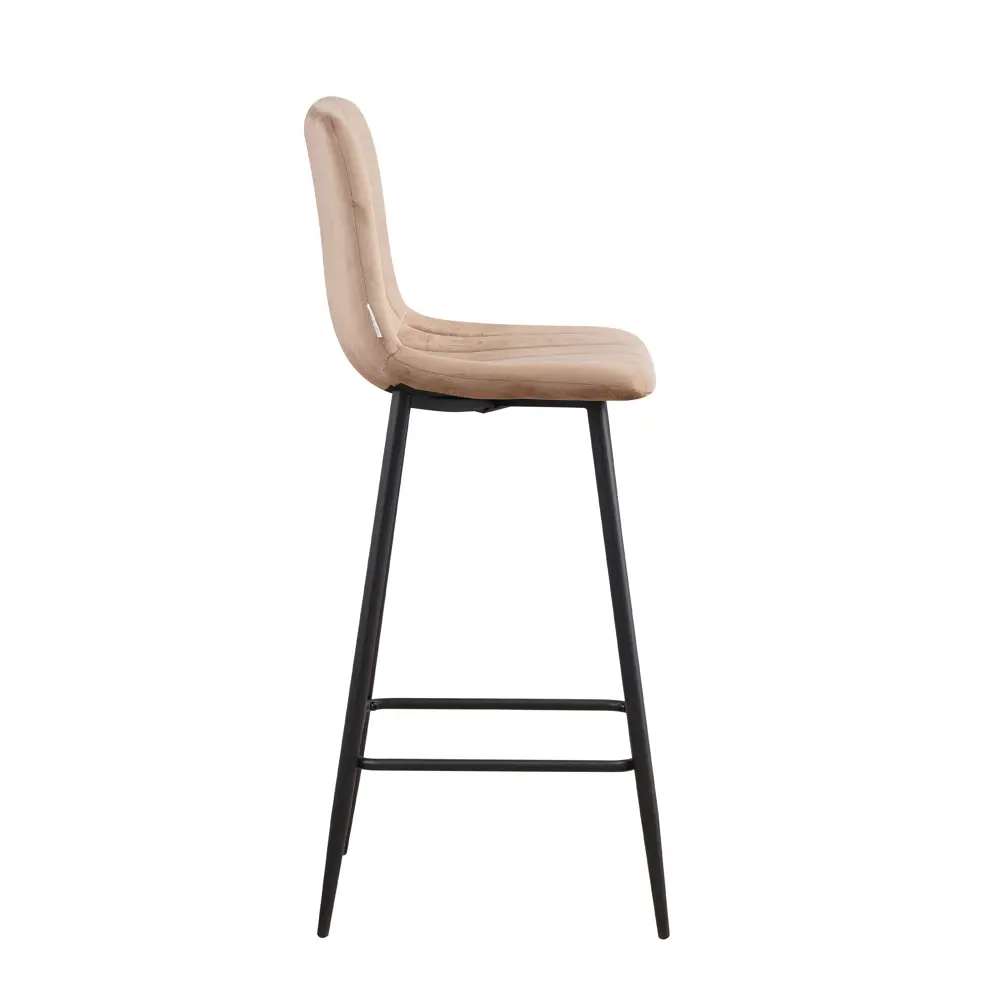 Фото Барный стул со спинкой мягкий La alta Queens 1 шт. велюр карамель Фото Барный стул со спинкой мягкий La alta Queens 1 шт. велюр карамель