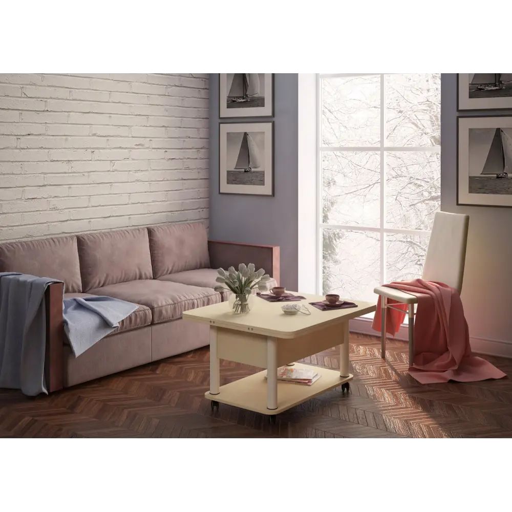 Фото 3 Кухонный стол прямоугольный Форвард-мебель 86x86 см лдсп цвет белый / венге светлый