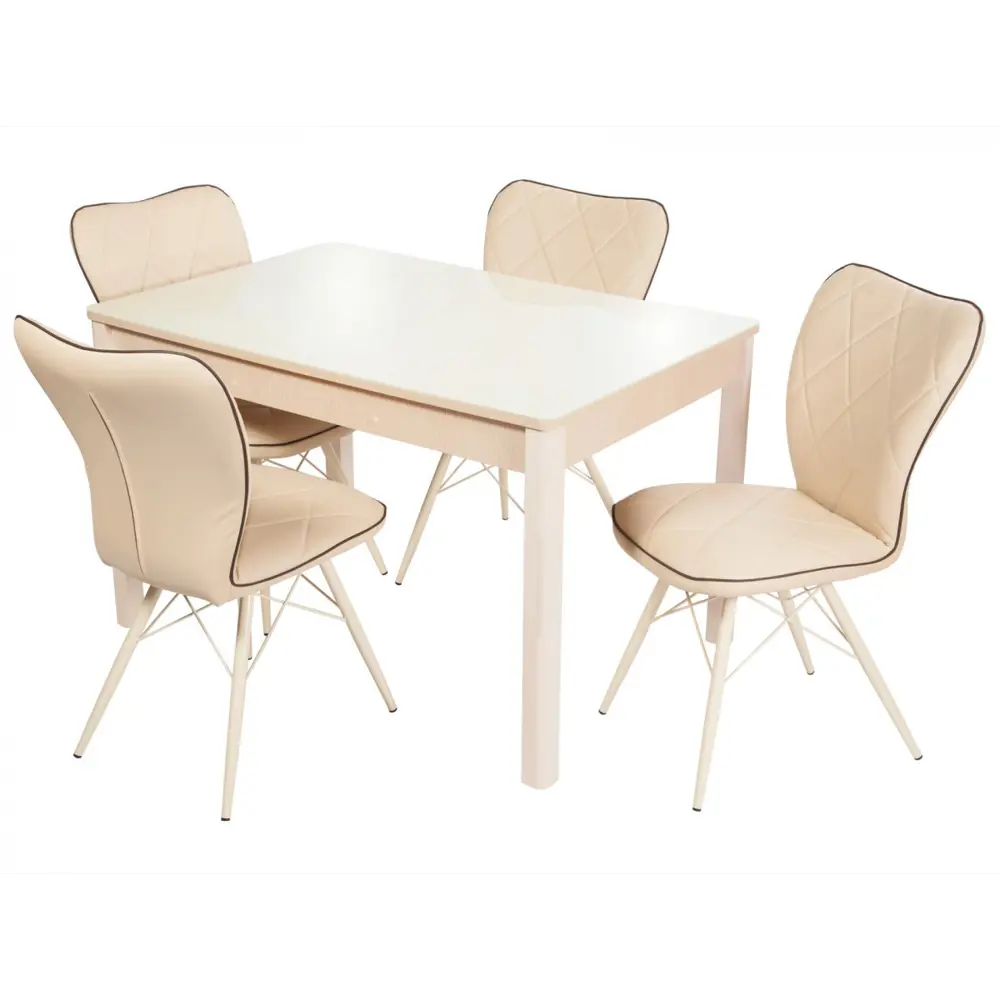 Фото 3 Кухонный стол прямоугольный Аврора 80x120 см стекло, мдф цвет стекло молочное / опоры дуб выбеленный Фото 3 Кухонный стол прямоугольный Аврора 80x120 см стекло, мдф цвет стекло молочное / опоры дуб выбеленный