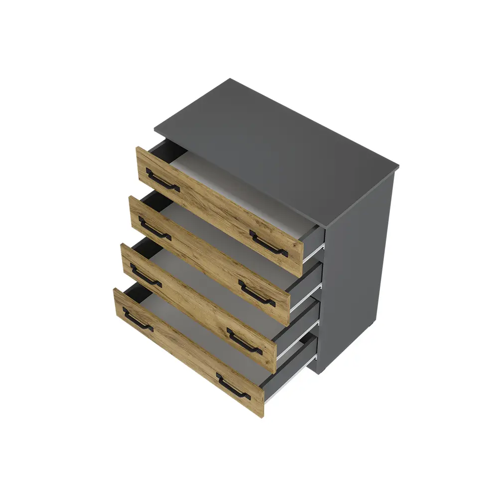 Фото 4 Комод Bts Лофт 4 ящика 88.2х46х92 см ЛДСП цвет графит/крафт