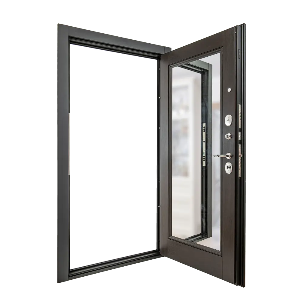 Фото 7 Дверь входная металлическая Порта Р-3 98x205 см правая цвет графит про/венге вералинга с зеркалом