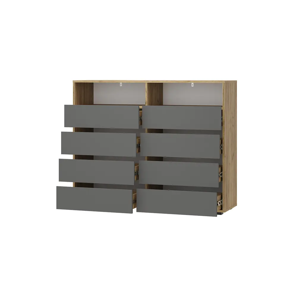 Фото 2 Комод Bts МС Кинг 8 ящиков 120.2х37.2х96.6 см ЛДСП цвет крафт/графит