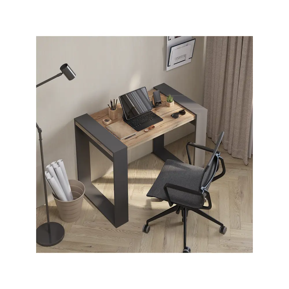 Фото 8 Стол компьютерный Bts Арчи 100.6x76.6x60.4 см ЛДСП цвет графит