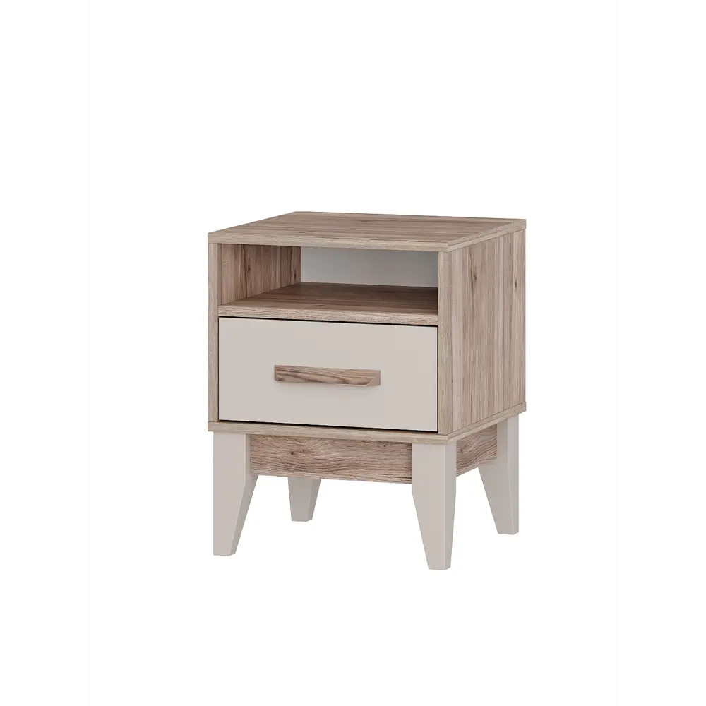 Фото Тумба прикроватная Bts Скандика 41x52x40 см 1 ящик ЛДСП цвет дуб смоки/кашемир