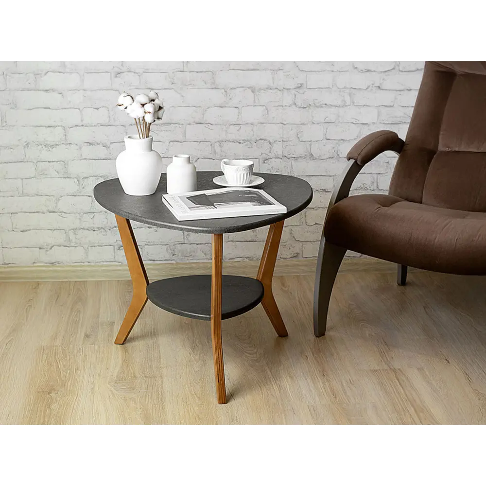 Фото 10 Журнальный столик треугольный Мебелик 65x65x51 см серый / серебристый Фото 10 Журнальный столик треугольный Мебелик 65x65x51 см серый / серебристый