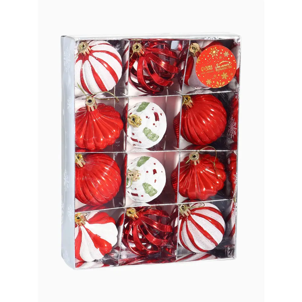 Фото 8 Набор елочных игрушек Зимнее Волшебство Новогодние радости 10870272 красный 12 шт Фото 8 Набор елочных игрушек Зимнее Волшебство Новогодние радости 10870272 красный 12 шт