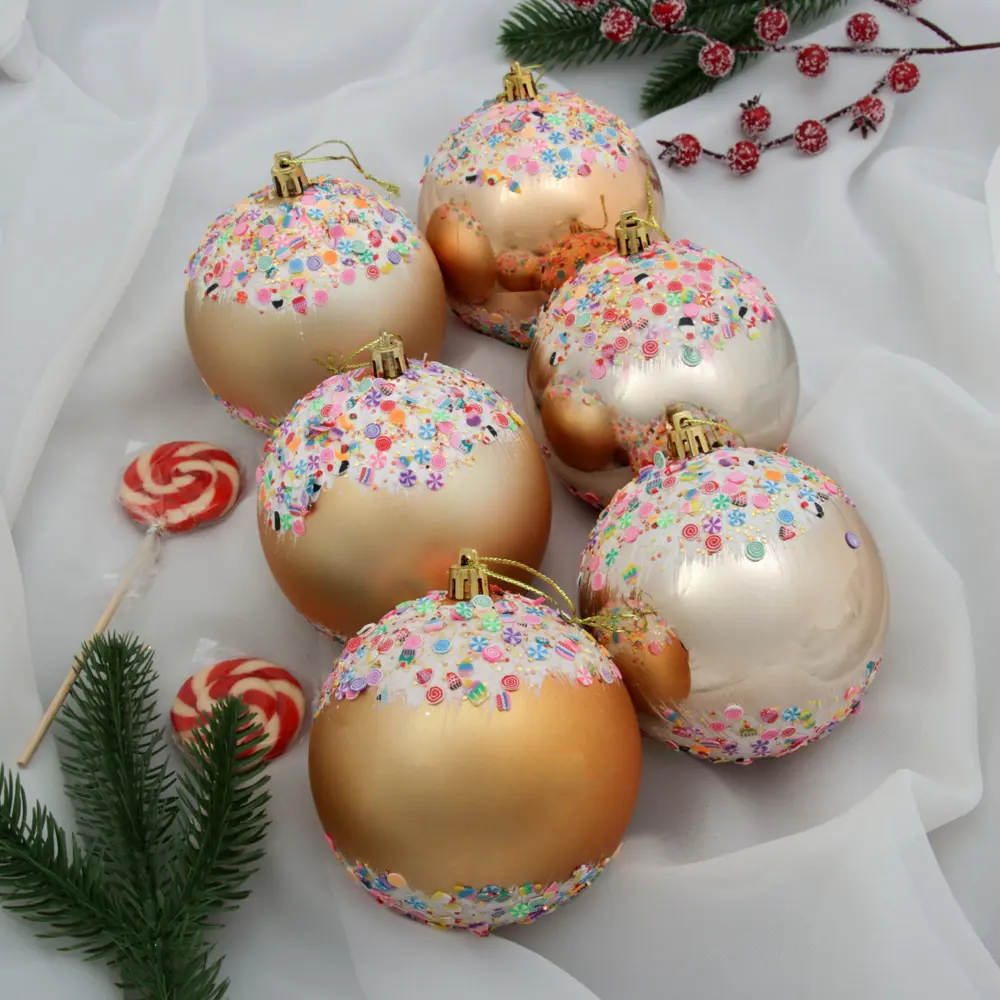 Фото Набор елочных шаров Зимнее Волшебство Новогодний восторг 10514063 ø 10 см пластик желтый/золотой 6 шт Фото Набор елочных шаров Зимнее Волшебство Новогодний восторг 10514063 ø 10 см пластик желтый/золотой 6 шт