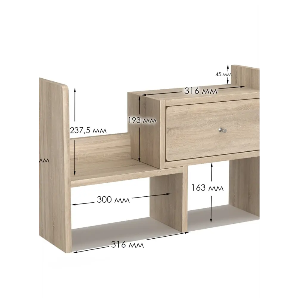 Фото 3 Полка настольная Вектор №25 60x17 см ЛДСП цвет метрополитн грей