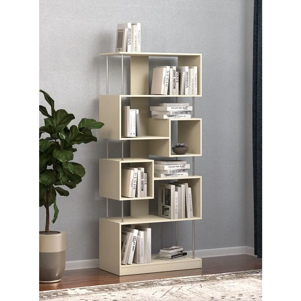 Фото 2 Стеллаж Куб №8 5 полок 90x210x45 см ЛДСП цвет крем вайс