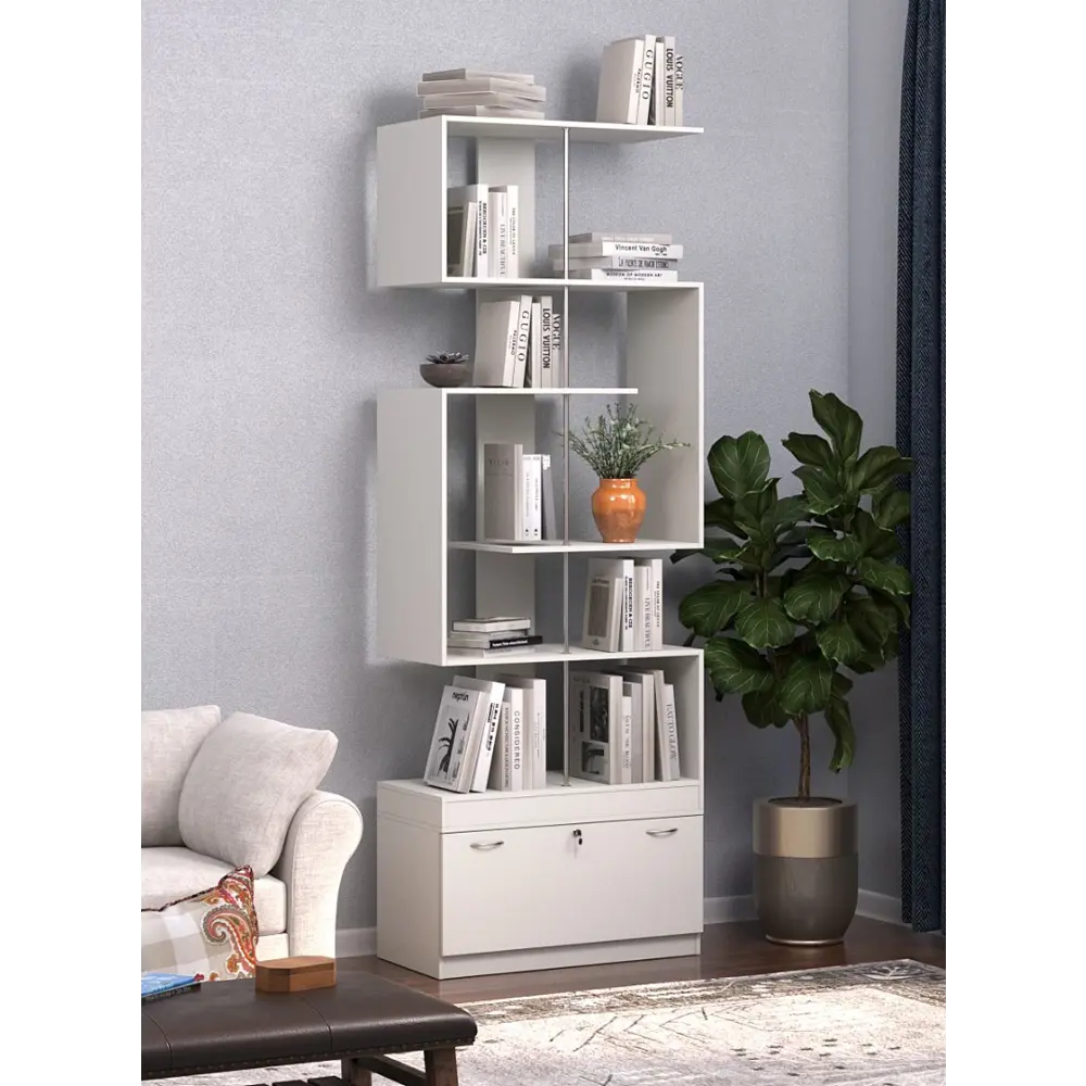 Фото 2 Стеллаж Куб №4 с тумбой Т-16 90x255x45 см ЛДСП цвет белый Фото 2 Стеллаж Куб №4 с тумбой Т-16 90x255x45 см ЛДСП цвет белый