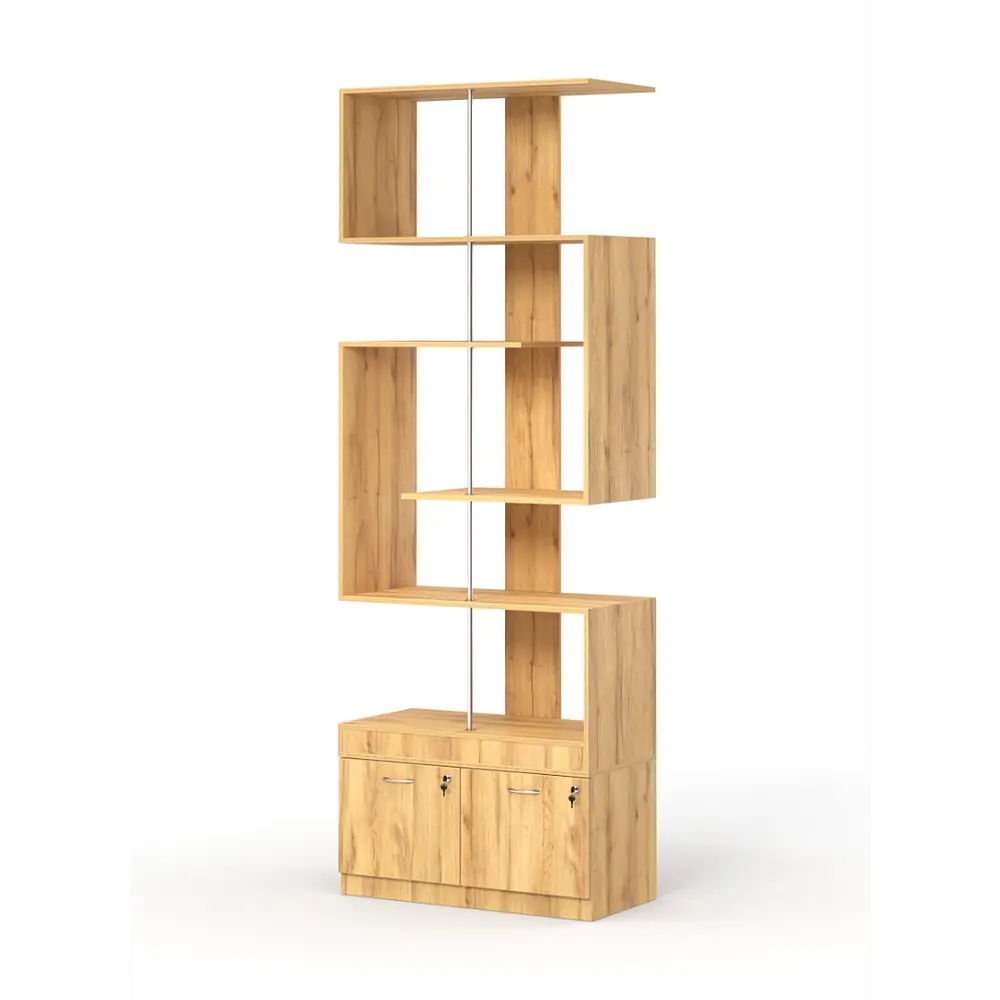 Фото Стеллаж Куб №4 с тумбой Т-20 90x255x45 см ЛДСП цвет дуб золотистый