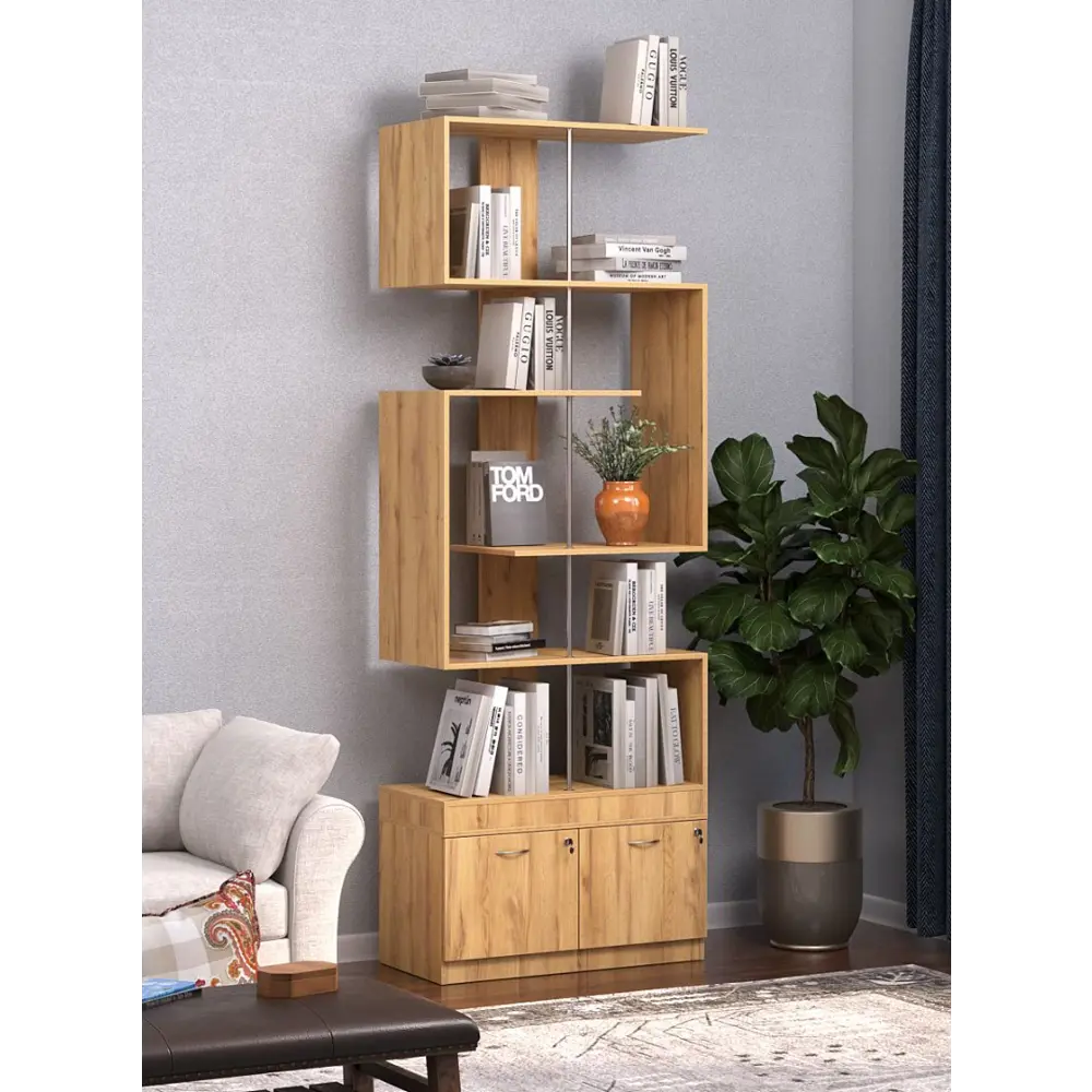 Фото 2 Стеллаж Куб №4 с тумбой Т-20 90x255x45 см ЛДСП цвет дуб золотистый