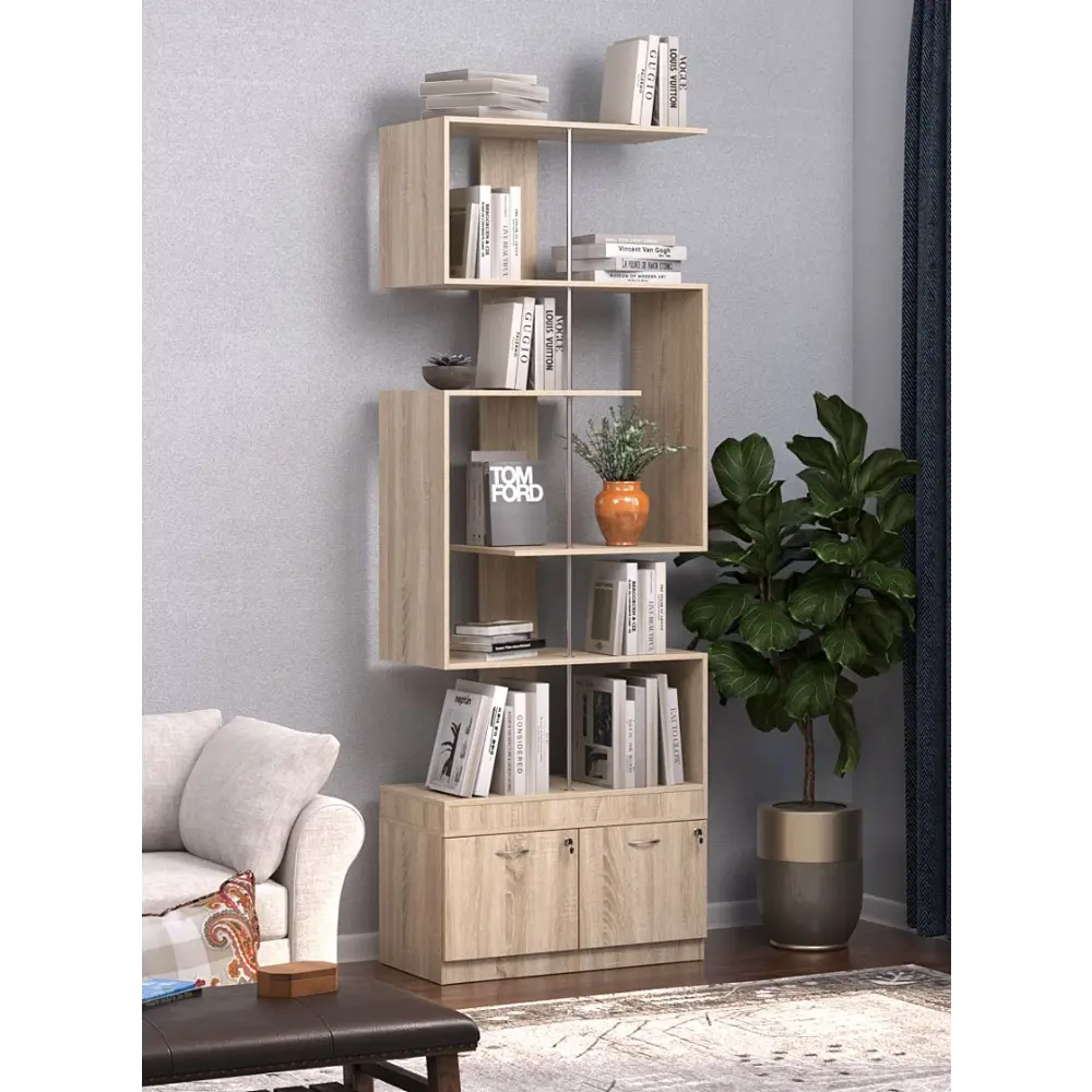 Фото 4 Стеллаж Куб №4 с тумбой Т-20 90x255x45 см ЛДСП цвет дуб сонома