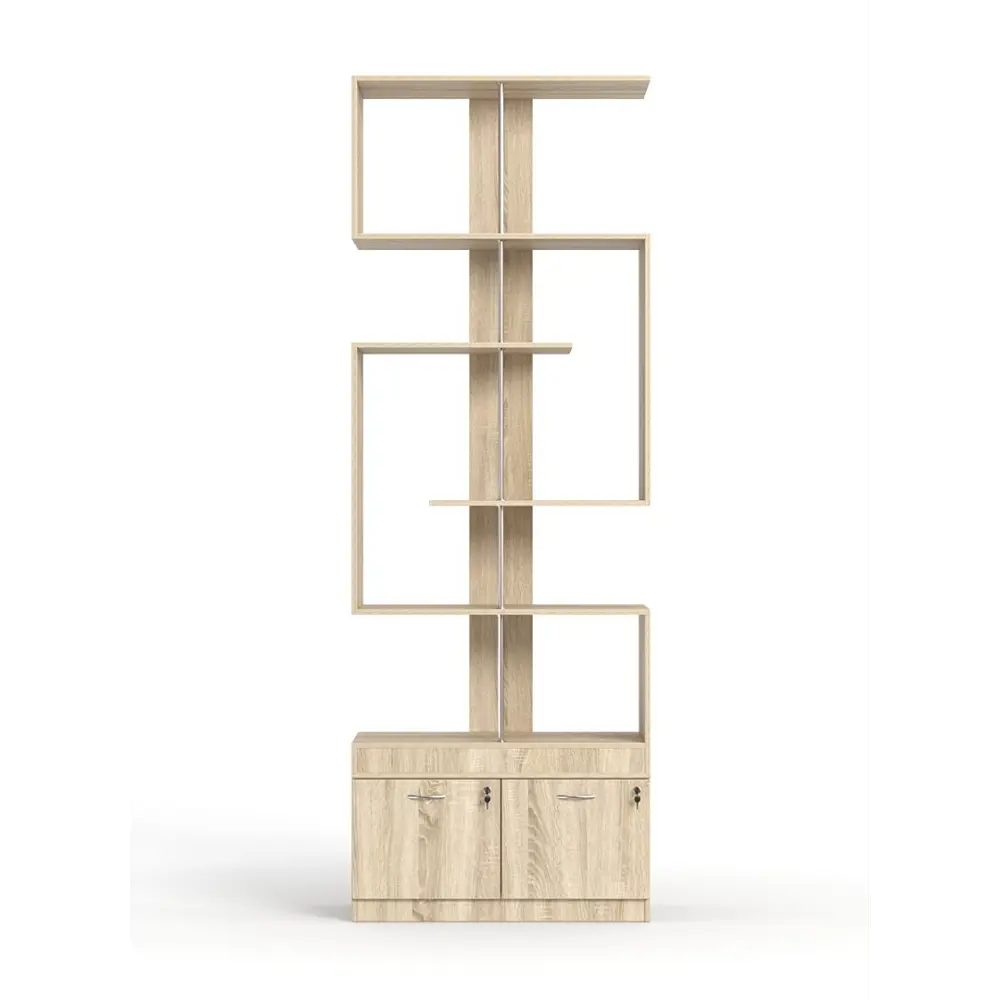 Фото Стеллаж Куб №4 с тумбой Т-20 90x255x45 см ЛДСП цвет дуб сонома