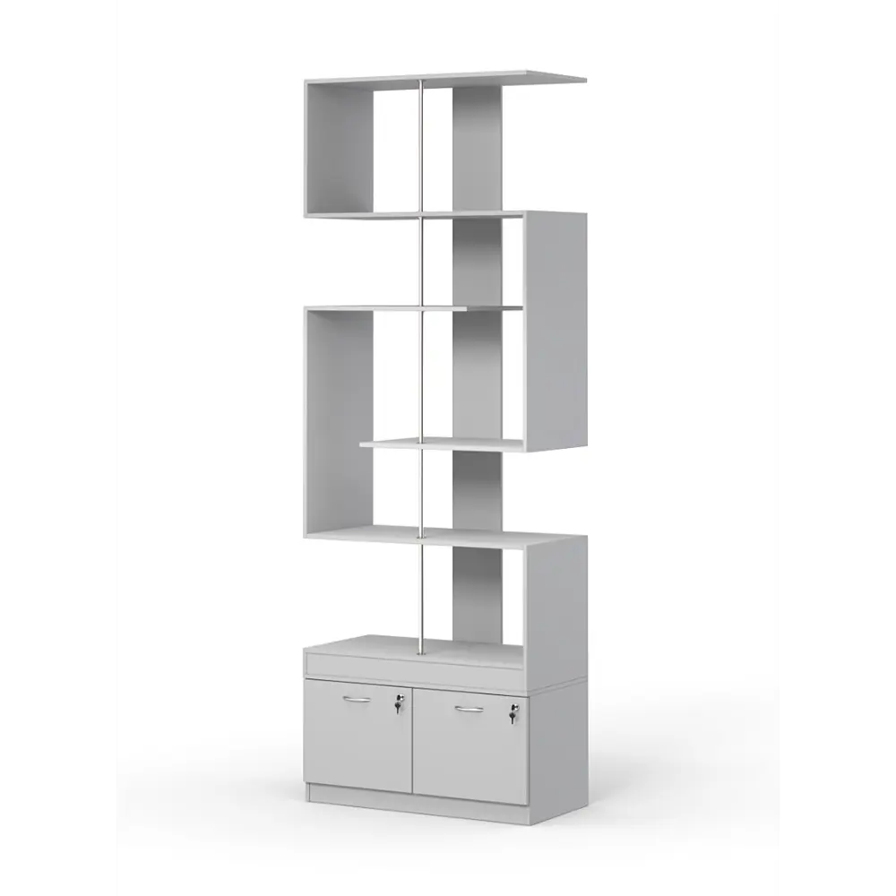 Фото Стеллаж Куб №4 с тумбой Т-20 90x255x45 см ЛДСП цвет серый