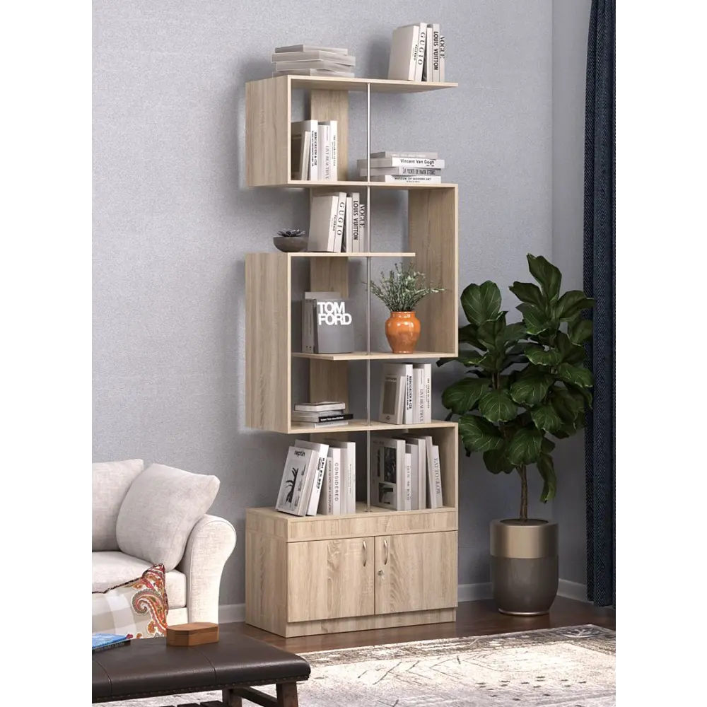 Фото 4 Стеллаж Куб №4 с тумбой Т-25 90x255x45 см ЛДСП цвет дуб сонома