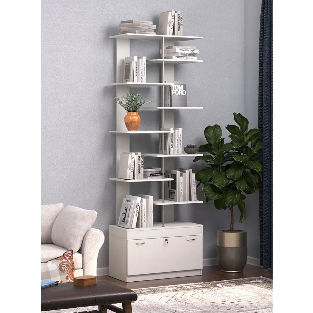 Фото 2 Стеллаж Куб №6 с тумбой Т-16 90x255x45 см ЛДСП цвет белый Фото 2 Стеллаж Куб №6 с тумбой Т-16 90x255x45 см ЛДСП цвет белый