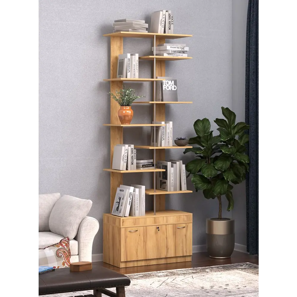 Фото 2 Стеллаж Куб №6 с тумбой Т-16 90x255x45 см ЛДСП цвет дуб золотистый