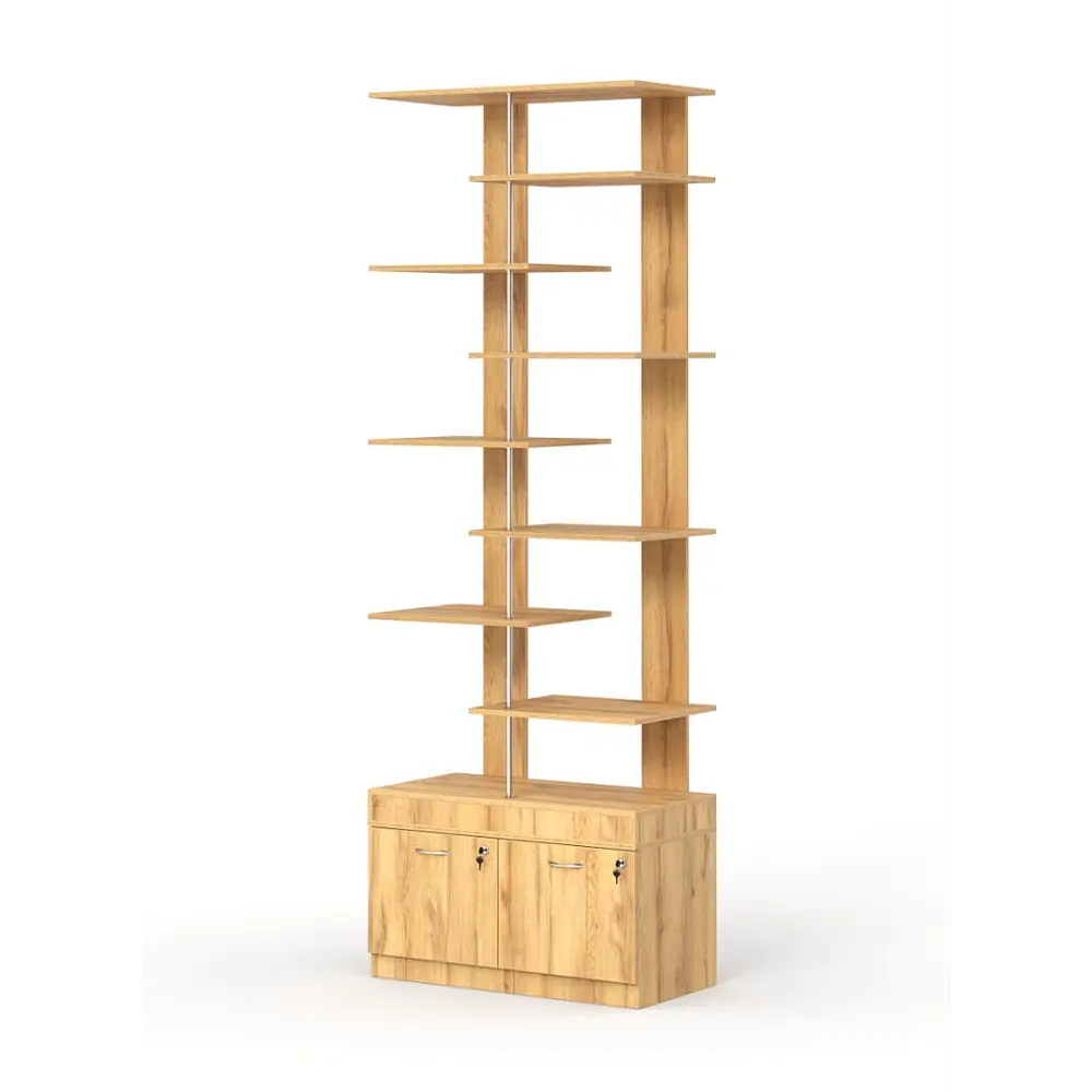 Фото Стеллаж Куб №6 с тумбой Т-20 90x255x45 см ЛДСП цвет дуб золотистый