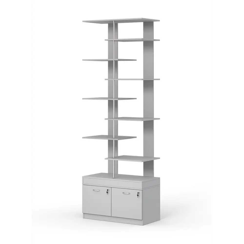 Фото Стеллаж Куб №6 с тумбой Т-20 90x255x45 см ЛДСП цвет серый